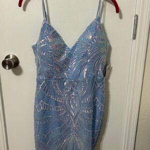 Windsor Blue iridescent Sequin Mini Dress
